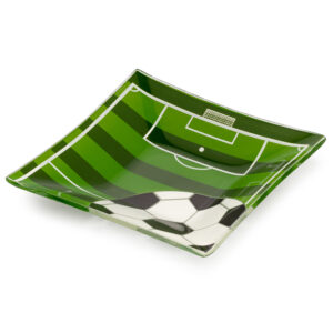 Kit 2 mini petisqueira vidro futebol pratinho quadrado 13 cm