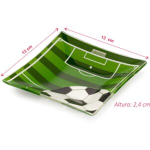 Kit 2 mini petisqueira vidro futebol pratinho quadrado 13 cm