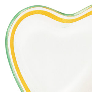 Kit 2 prato formato de coração de vidro dourado pequeno 10cm