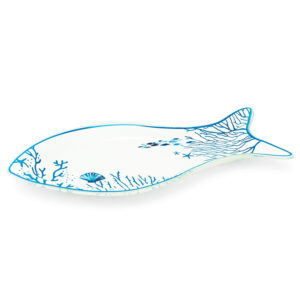 Kit 2 travessas de vidro em formato de peixe petisqueira mar