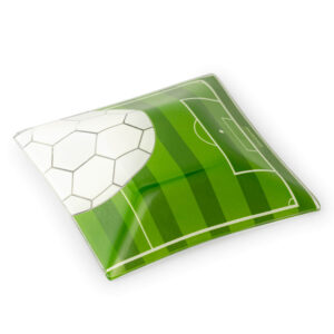 Kit 3 pratinho quadrado mini petisqueira vidro futebol 13 cm