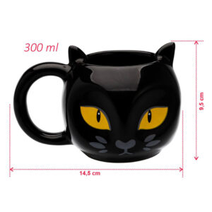 Caneca 3D gatinho preto 300 ml caneca cerâmica gato preto