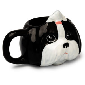 Caneca 3D cachorrinho Shih-Tzu preto xícara cerâmica PET