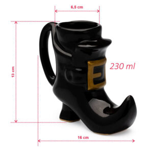 Caneca 3D bota bruxa preta 230 ml caneca cerâmica halloween