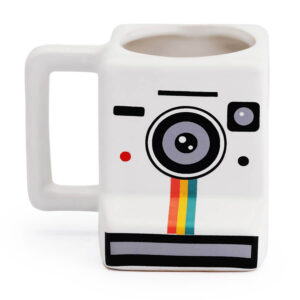 Caneca Polaroid Instagram 3D cubo câmera retrô branca 350 ml