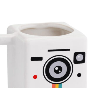 Caneca Polaroid Instagram 3D cubo câmera retrô branca 350 ml