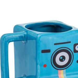 Caneca 3D cubo câmera retrô Polaroid Instagram 350 ml azul