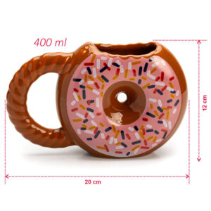 Caneca 3D donuts marrom rosquinha decorada 400 ml