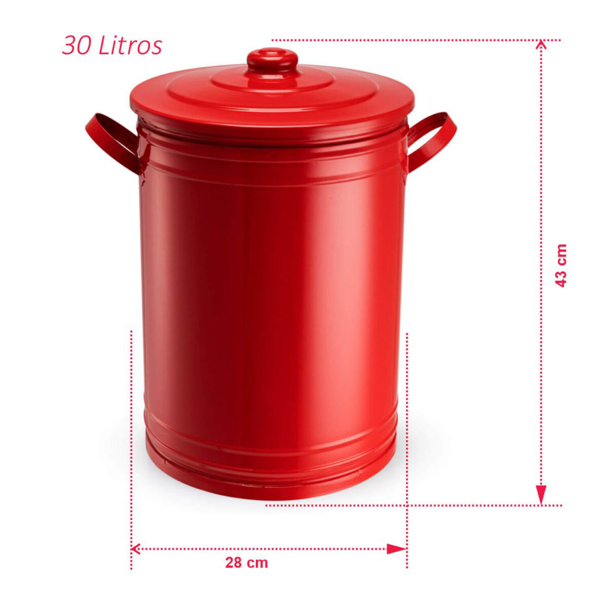 15167152513_TAMBORVERMELHO_06.jpg Lixeira 30 litros vermelha lata de lixo com tampa e alças