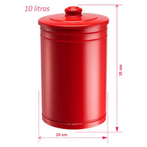 Lixeira banheiro e cozinha vermelha aço galvanizado 10 L