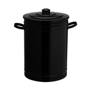 Lixeira 30 litros preta lata de lixo com tampa e alças