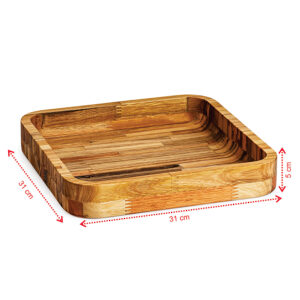 Saladeira de madeira gamela churrasco travessa quadrada 31cm