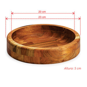 Gamela de madeira para churrasco bandeja rústica 23 cm