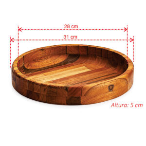 Gamela de madeira para churrasco bandeja rústica 31 cm