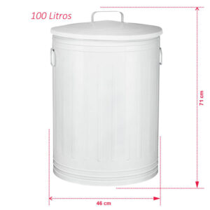 Lixeira 100 litros branca lata de lixo americana branca aço