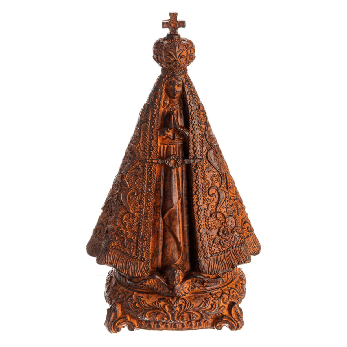 Imagem de Nossa Senhora Aparecida cor cobre em resina 30 cm