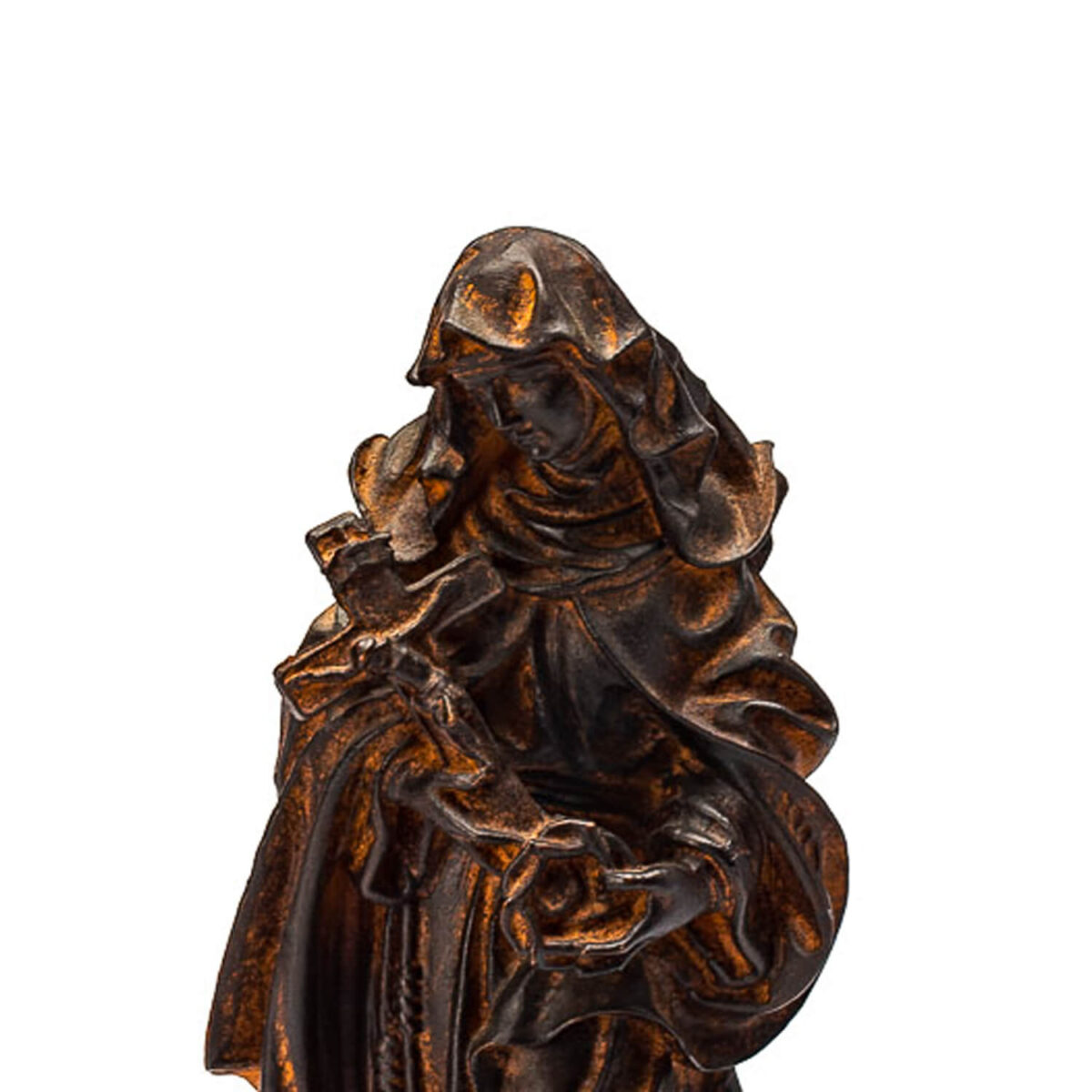 15171552457_VCSANTARITA_02.jpg Imagem de Santa Rita de Cassia cor cobre em resina 30 cm