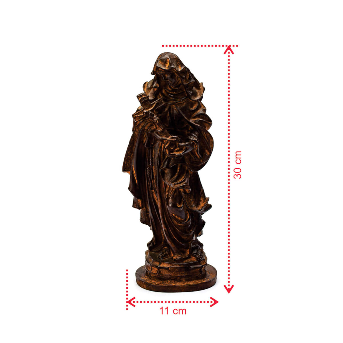 15171552461_VCSANTARITA_04.jpg Imagem de Santa Rita de Cassia cor cobre em resina 30 cm