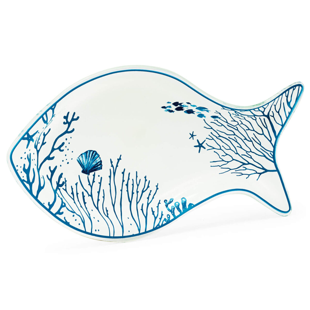 Travessa de vidro em formato de peixe petisqueira oval 33 cm