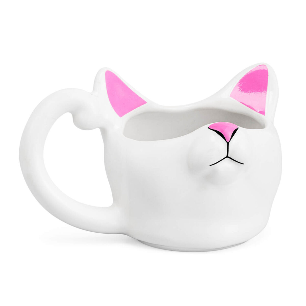 Caneca gatinho branco e rosa gato fofo decoração cerâmica