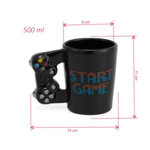 Caneca gamer controle vídeo game preto decoração cerâmica