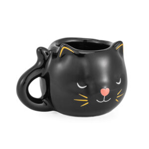 Caneca gato preto xícara grande 3D gatinho fofo decoração