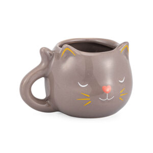 Caneca gatinho fofo cinza gato fofinho decoração cerâmica
