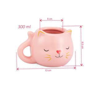 Caneca gato rosa fofo xícara 3D de gatinho fofinho cerâmica