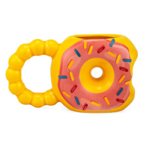 Caneca 3D donut morango rosquinha mordida divertida cerâmica