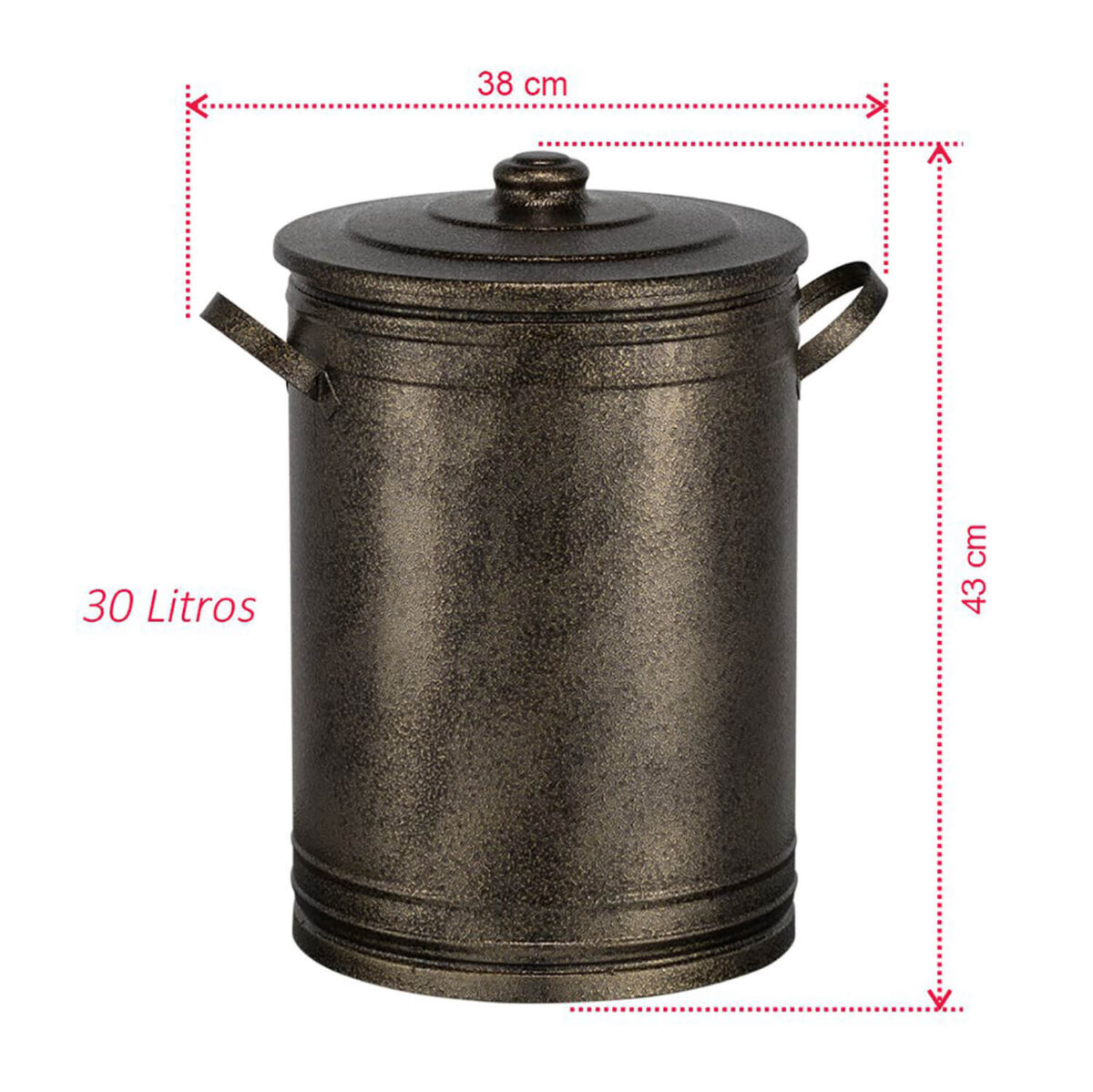 15178012878_tambor20ouro.jpg Lixeira 30 litros ouro velho lata de lixo com tampa e alças
